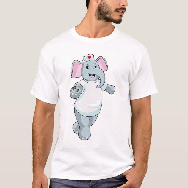 Camiseta Elefante como enfermera con medicina (Anverso)