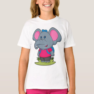 Camiseta Elefante como excursionista con mochila