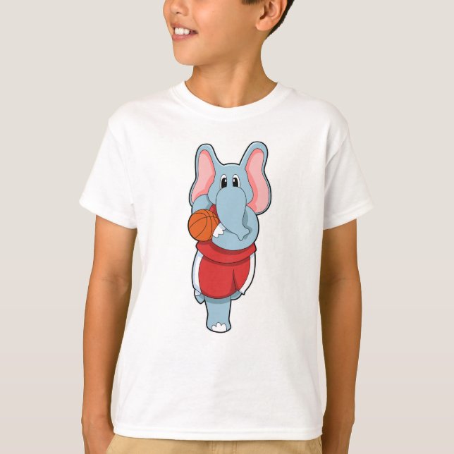Camiseta Elefante como jugador de baloncesto con baloncesto (Anverso)