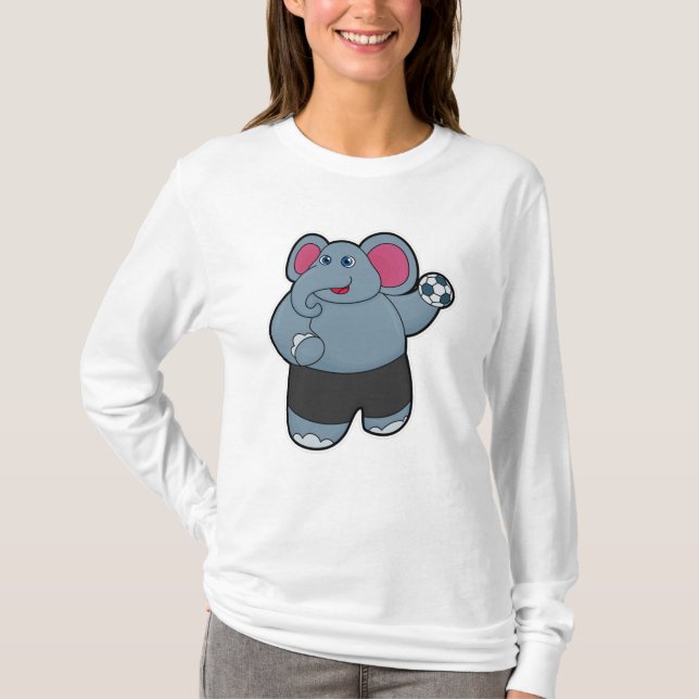 Camiseta Elefante como jugador de balonmano con balonmano (Anverso)