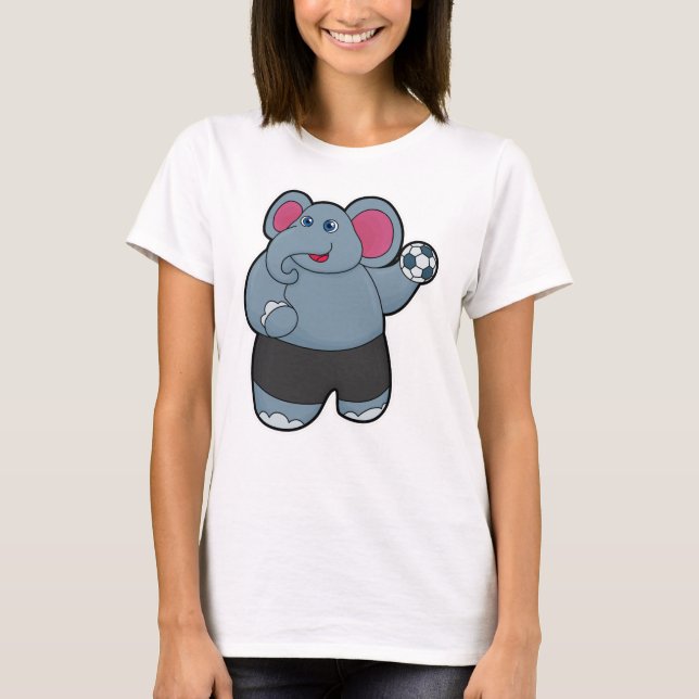 Camiseta Elefante como jugador de balonmano con balonmano (Anverso)