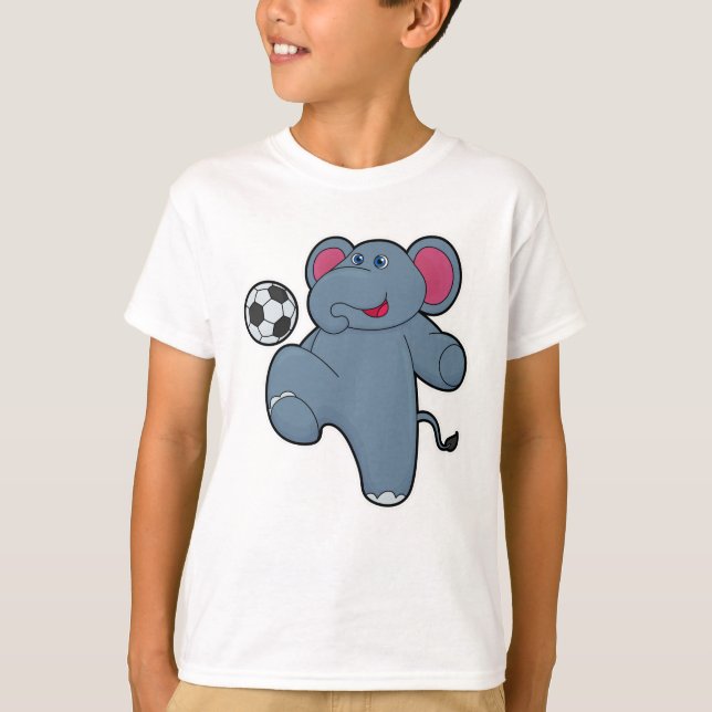 Camiseta Elefante como jugador de fútbol con pelota de fútb (Anverso)