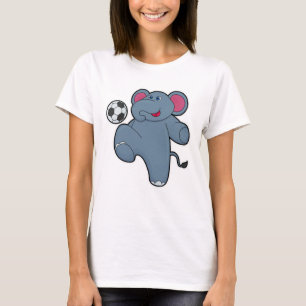 Camiseta Elefante como jugador de fútbol con pelota de fútb