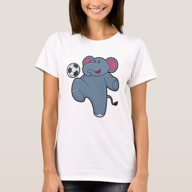 Camiseta Elefante como jugador de fútbol con pelota de fútb (Anverso)