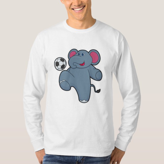Camiseta Elefante como jugador de fútbol con pelota de fútb (Anverso)