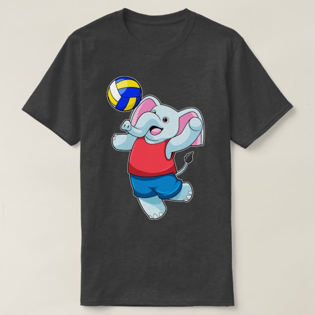 Camiseta Elefante como jugador de voleibol con voleibol (Diseño del anverso)