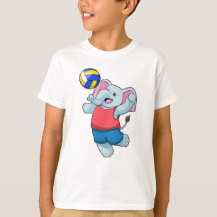 Camiseta Elefante como jugador de voleibol con voleibol
