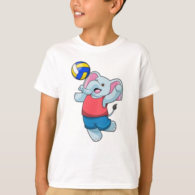 Camiseta Elefante como jugador de voleibol con voleibol (Anverso)