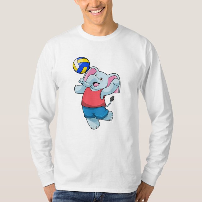 Camiseta Elefante como jugador de voleibol con voleibol (Anverso)