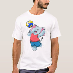 Camiseta Elefante como jugador de voleibol con voleibol