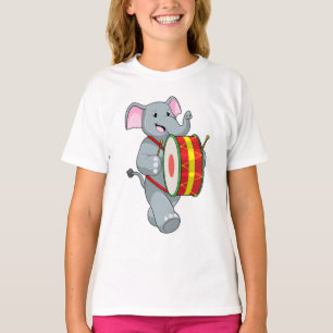 Camiseta Elefante como músico con tambor