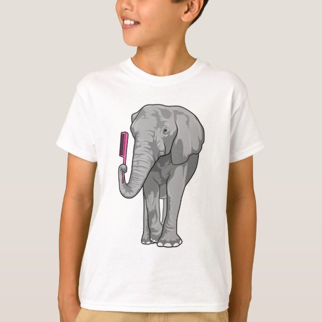 Camiseta Elefante como peluquero con comb (Anverso)