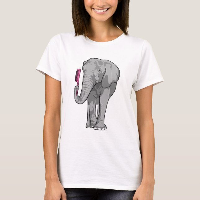 Camiseta Elefante como peluquero con comb (Anverso)
