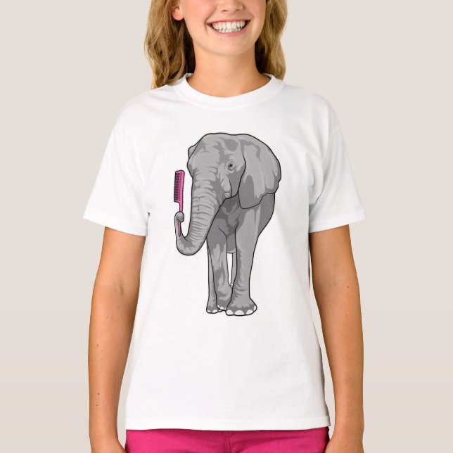 Camiseta Elefante como peluquero con comb (Anverso)