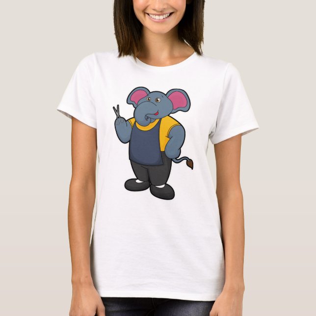 Camiseta Elefante como peluquero con tijeras (Anverso)