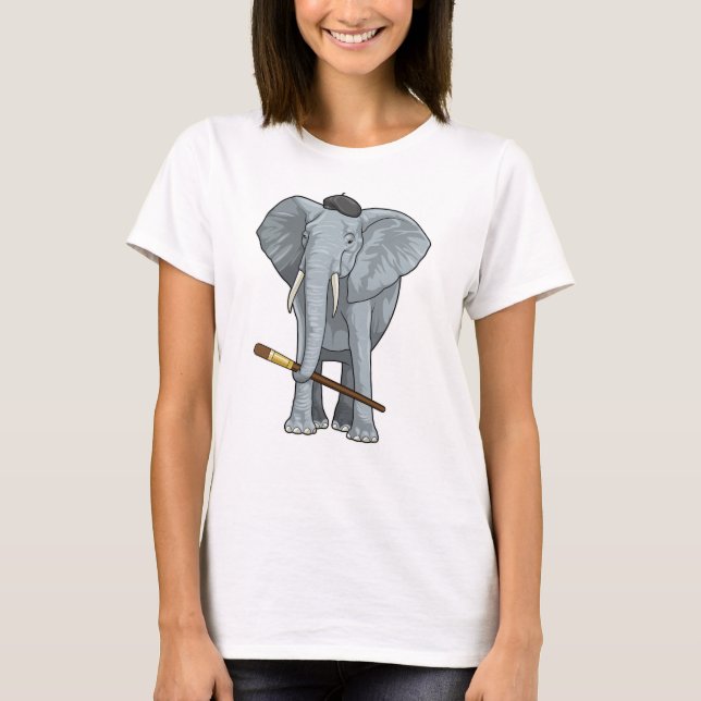 Camiseta Elefante como pintador con pincel de pintura (Anverso)