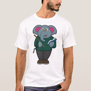 Camiseta Elefante como profesor con libro y puntero