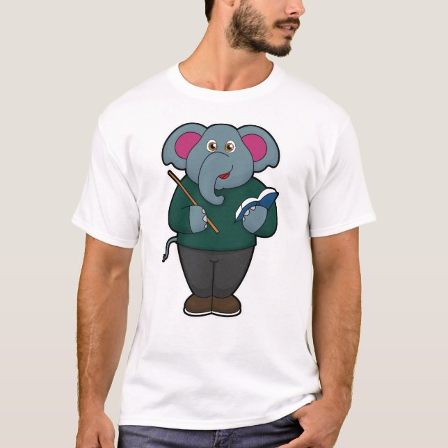 Camiseta Elefante como profesor con libro y puntero (Anverso)