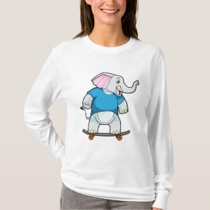 Camiseta Elefante como Skater con Skateboard