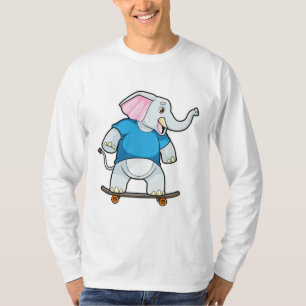 Camiseta Elefante como Skater con Skateboard