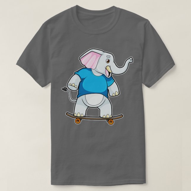 Camiseta Elefante como Skater con Skateboard (Diseño del anverso)