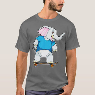 Camiseta Elefante como Skater con Skateboard