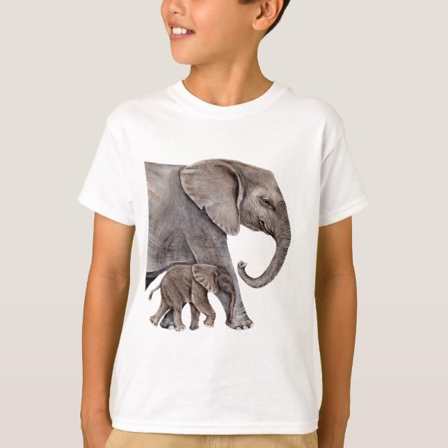 Camiseta Elefante con bebé elefante (Anverso)