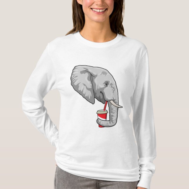 Camiseta Elefante con bebida (Anverso)