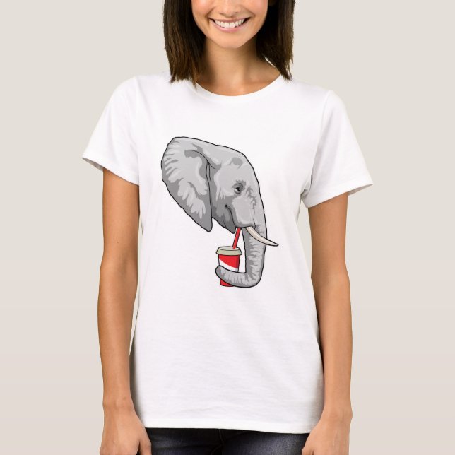 Camiseta Elefante con bebida (Anverso)