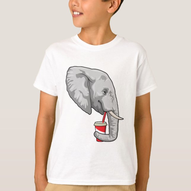 Camiseta Elefante con bebida (Anverso)