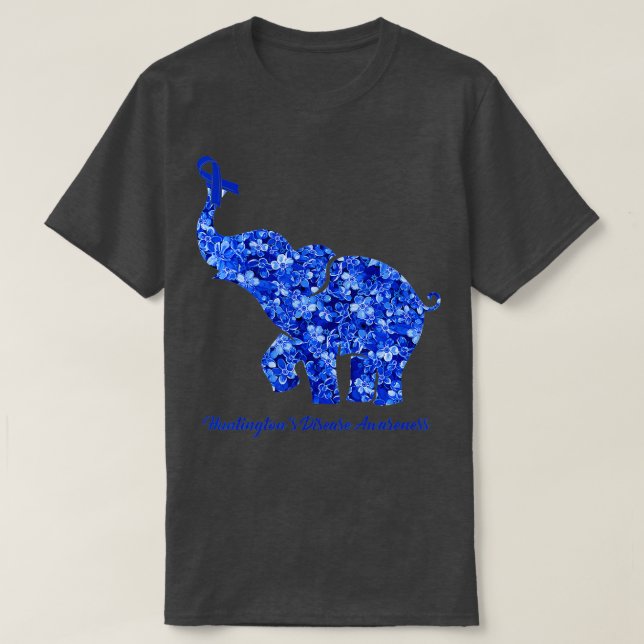 Camiseta Elefante con caza de flores Concienciación sobre l (Diseño del anverso)