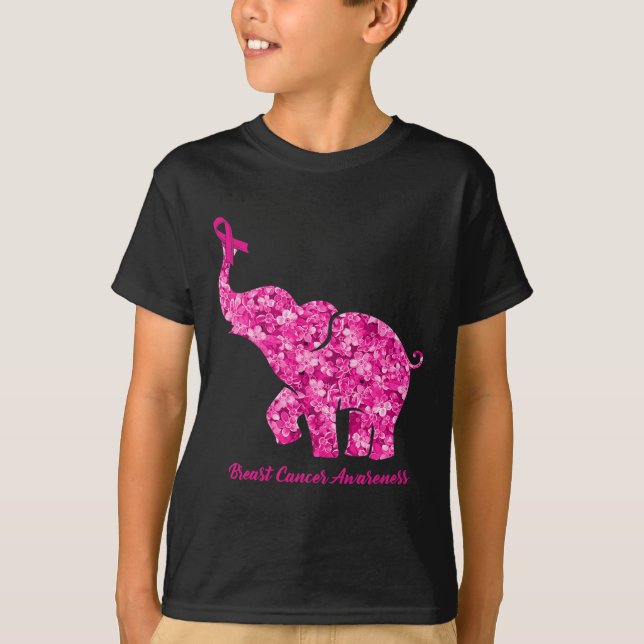 Camiseta Elefante Con Cinta De Concienciación Sobre El Cánc (Anverso)