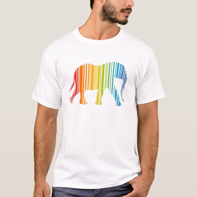 Camiseta Elefante con código de barras de color (Anverso)