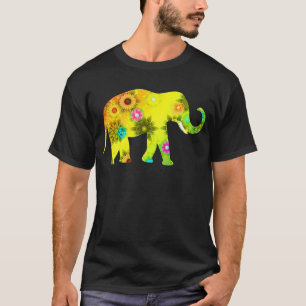 Camiseta Elefante con el tronco encima del elefante floral