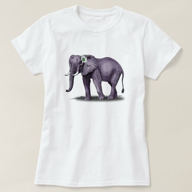 Camiseta elefante con flor (Diseño del anverso)