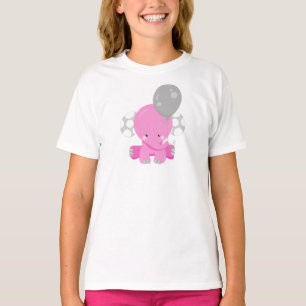Camiseta Elefante con globo, elefante rosado, animal lindo
