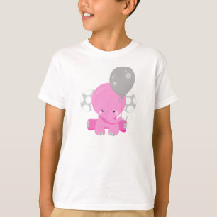 Camiseta Elefante con globo, elefante rosado, animal lindo