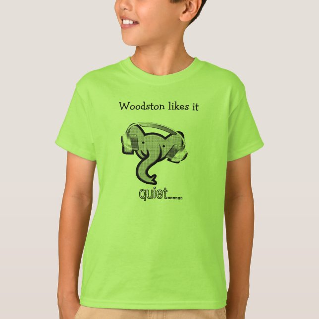 Camiseta elefante con los auriculares (Anverso)