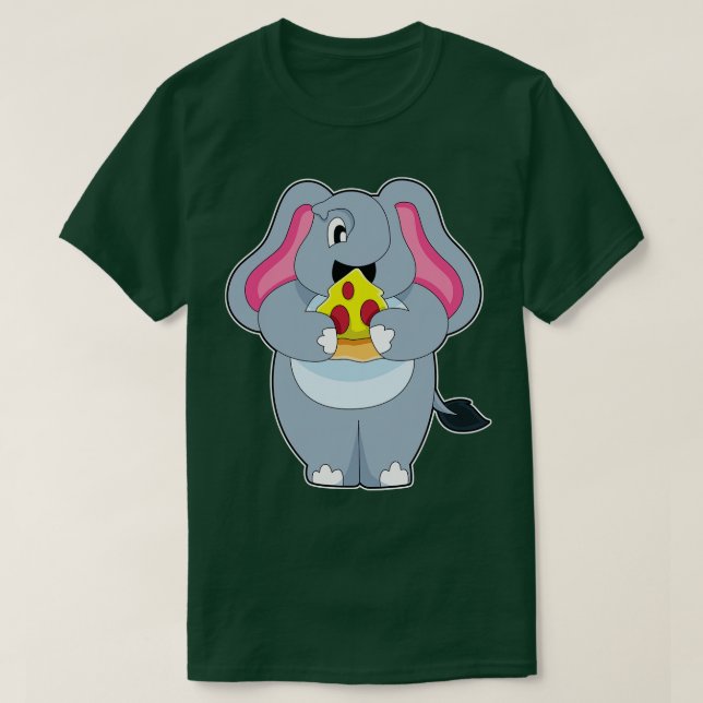Camiseta Elefante con pizza (Diseño del anverso)