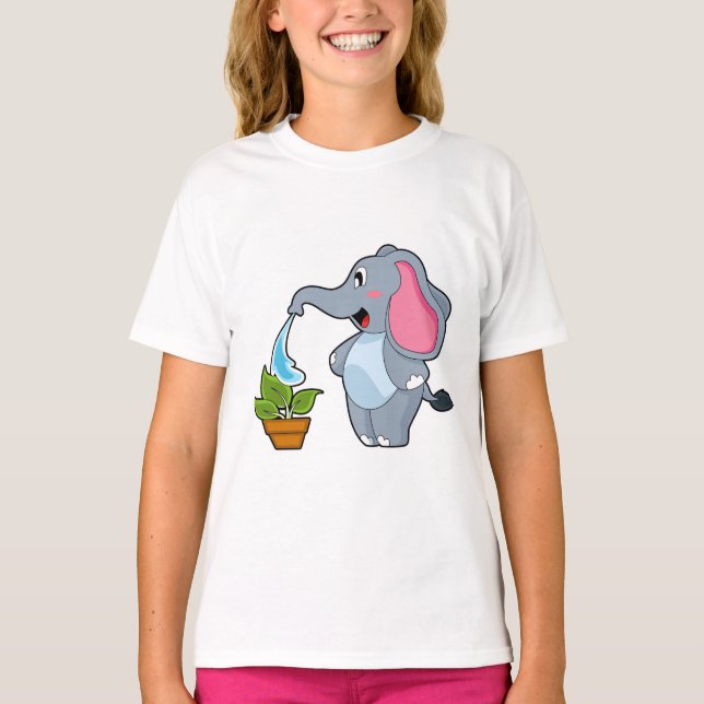 Camiseta Elefante con planta (Anverso)