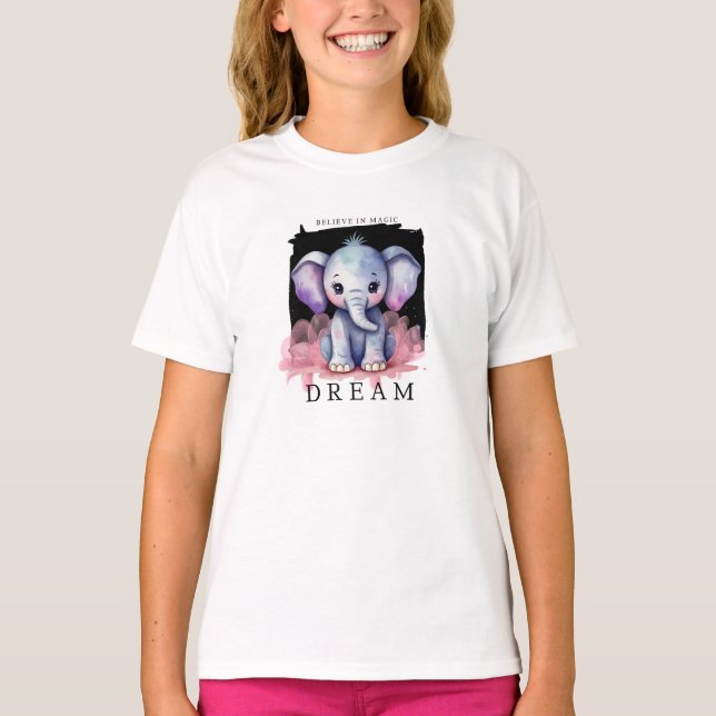 Camiseta elefante, cree en la magia, sueña (Anverso)