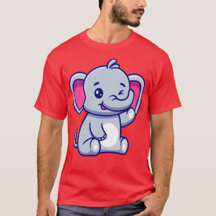 Camiseta Elefante Cuidado Sentado Y Ondeando La Mano
