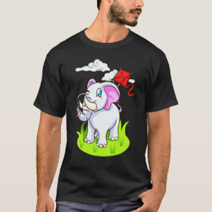 Camiseta Elefante Cute Flying Kite Animales Niños Hombres M