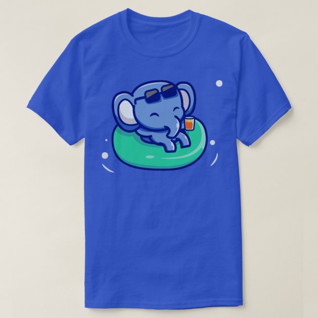 Camiseta Elefante Cuto Flotando Con Neumáticos Para Nadar (Diseño del anverso)