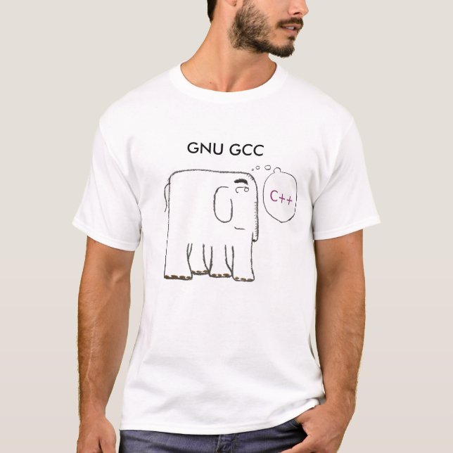 Camiseta elefante-cxx, GNU GCC (Anverso)
