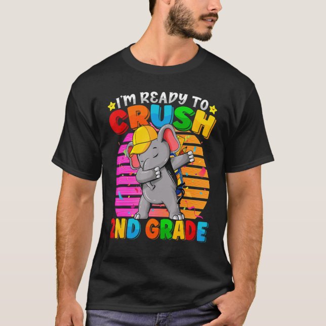 Camiseta Elefante De 2º Grado De Dabbing De Vuelta A La Moc (Anverso)