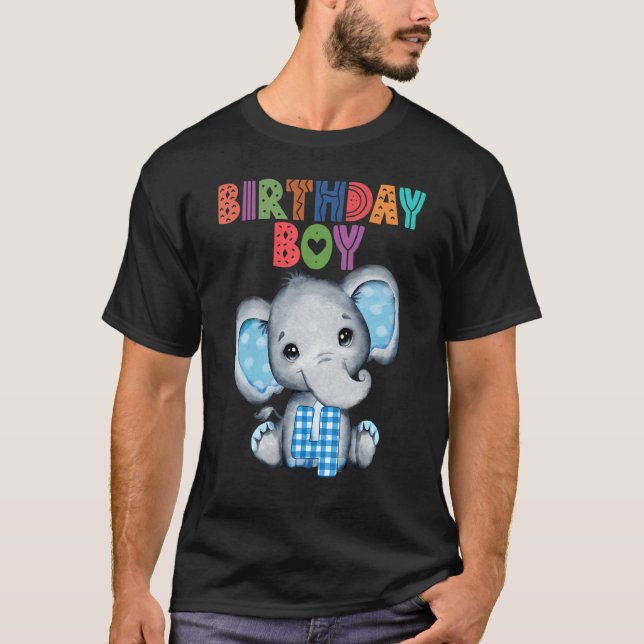 Camiseta Elefante de 4 años de edad niño elefante de 4 años (Anverso)