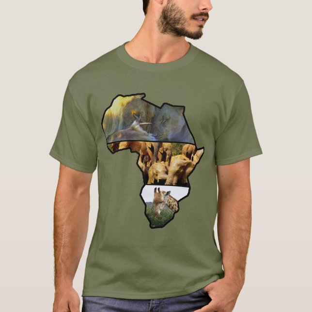 Camiseta Elefante de África, jirafa, león (Anverso)