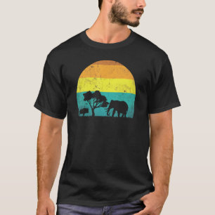 Camiseta Elefante De Atardecer Vintage Retro De Safari Afri