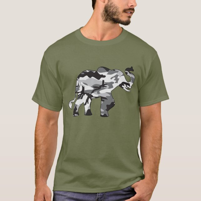 Camiseta Elefante de camuflaje gris (Anverso)
